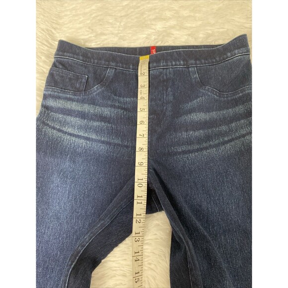 Spanx Pull On Skinny Jeans Size M Jeggins Indigo Blue Slimming Skinny - Picture 9 of 12